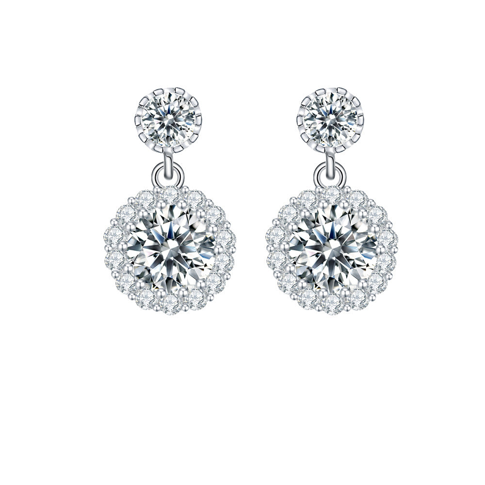 Round Cut Moissanite Earrings With 925 Silver
