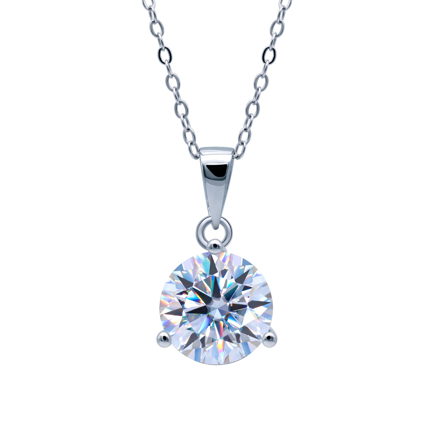 Round Cut Moissanite Necklaces With 925 Silver