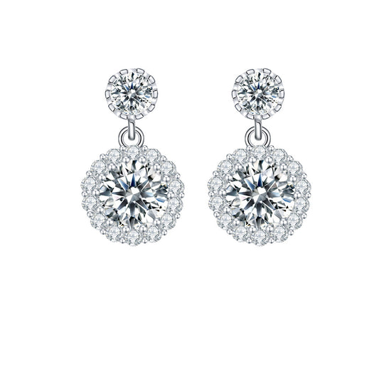 Round Cut Moissanite Earrings With 925 Silver