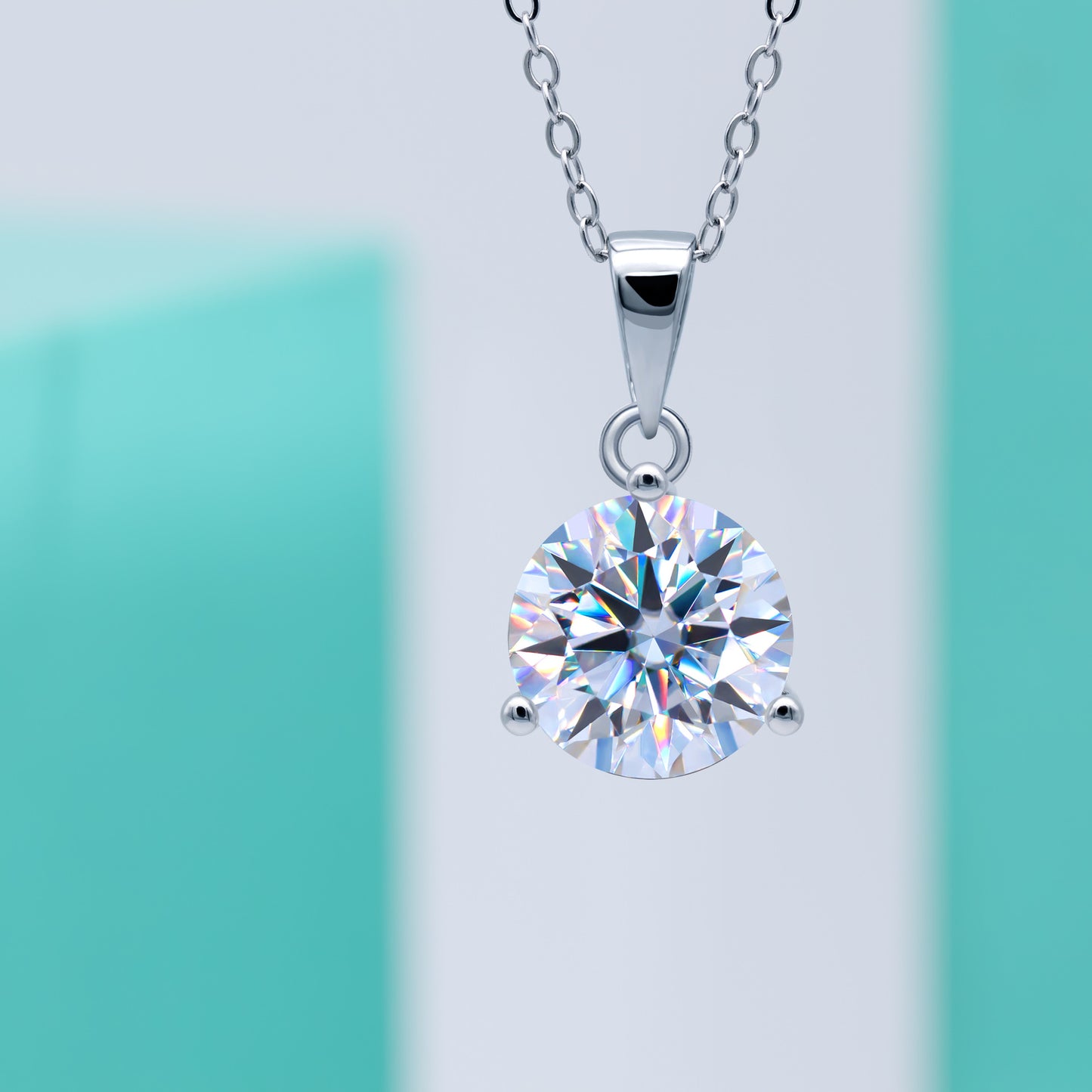 Round Cut Moissanite Necklaces With 925 Silver