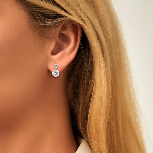 Round Cut Moissanite Earrings With 925 Silver