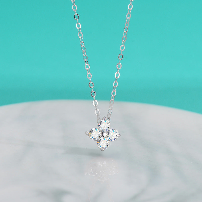 Four-leaf Clover Moissanite Necklace With 925 Silver