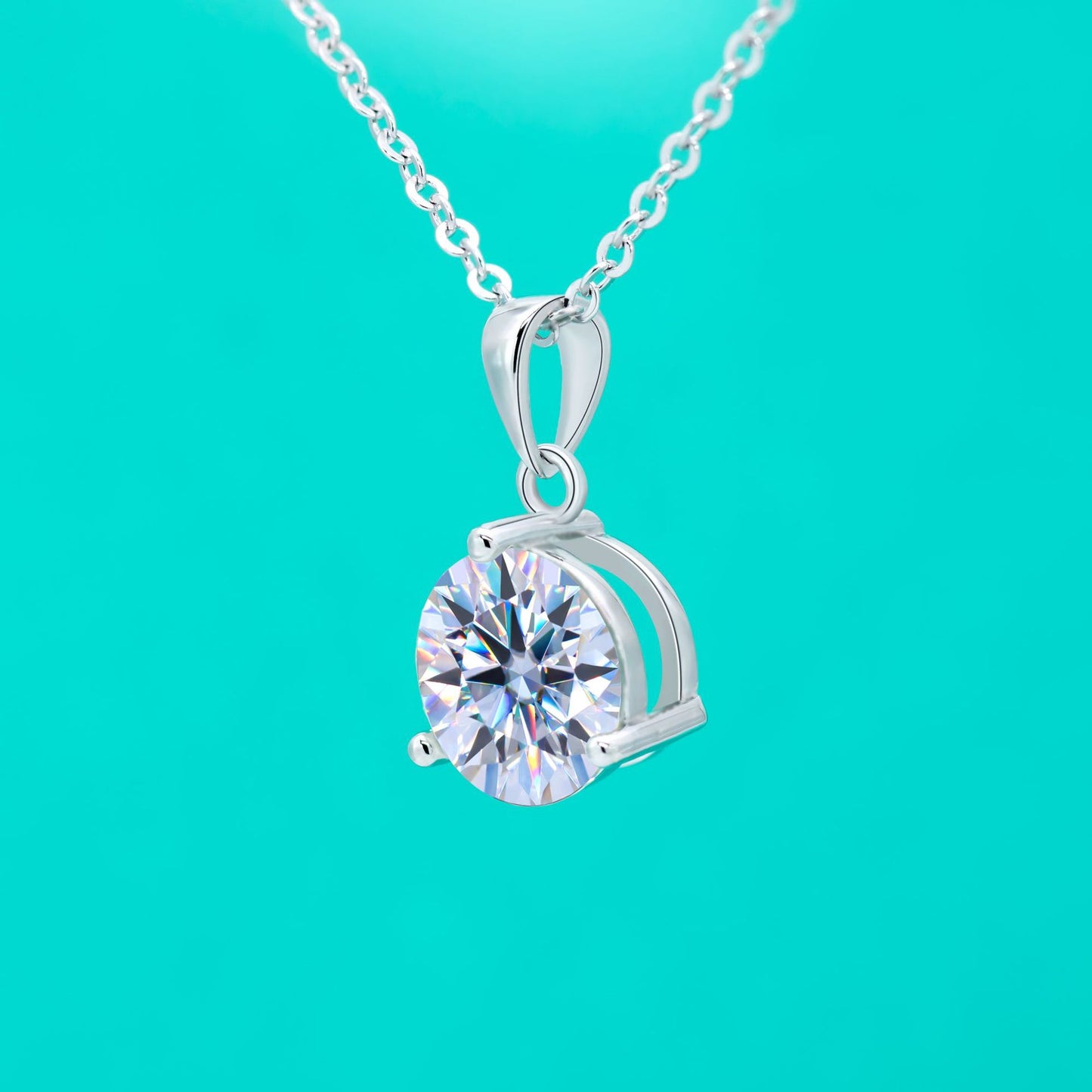 Round Cut Moissanite Necklaces With 925 Silver