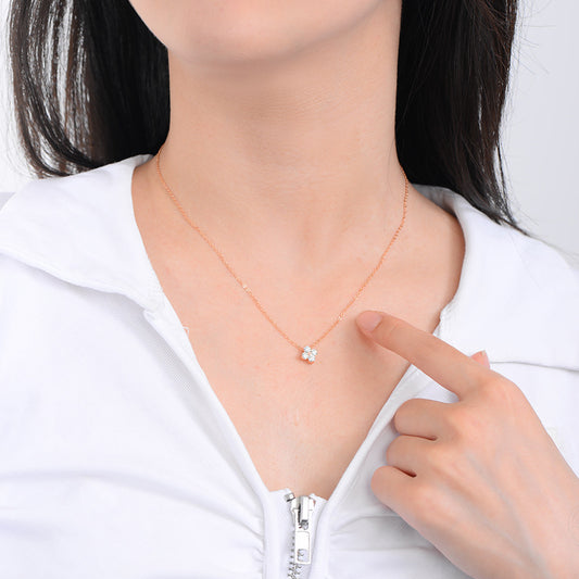 Four-leaf Clover Moissanite Necklace With 925 Silver
